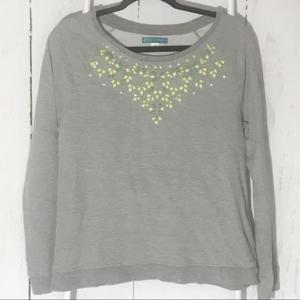 Pim + Larkin. Gray Beaded Sweatshirt